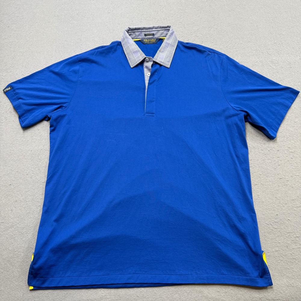 Polo Golf Ralph Lauren Shirt Men's XL Blue Vintage Lisle Short SLeeve Athletic